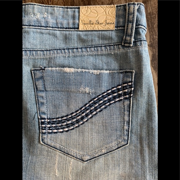 VANILLA STAR MINI JEAN SKIRT DISTRESSED SZ 5 - Picture 6 of 6
